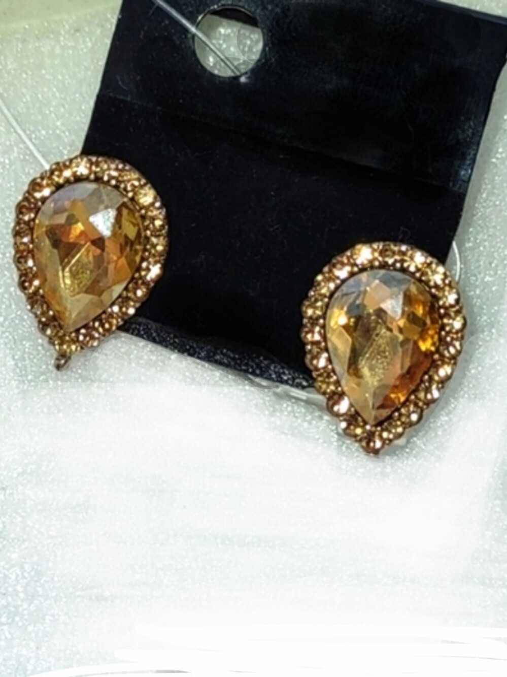 Gold Topaz Crystal Pierced Post Earrings in Rose Gold